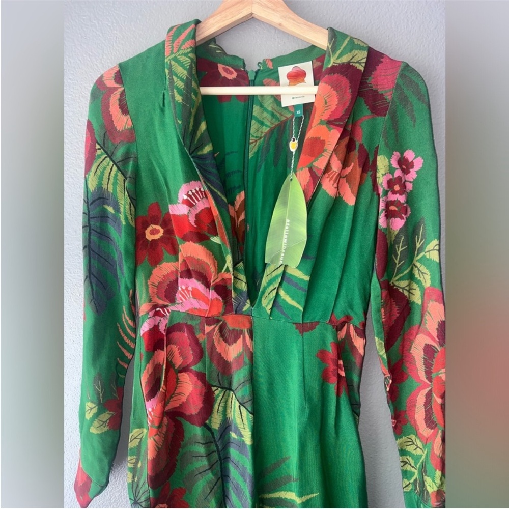 Farm Rio Boboikat Jumpsuit Size XS Green Floral - Picture 3 of 6